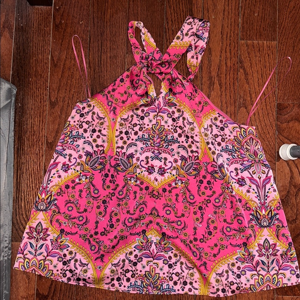 Rachel Zoe Pink and Purple Paisley Halter Top - Picture 3 of 3